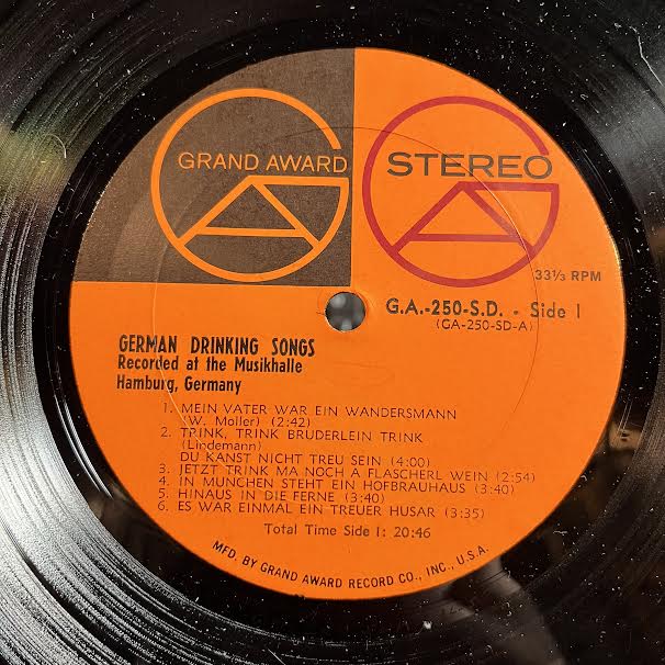German Drinking Songs (VINYL) | Near Mint (NM or M-) Near Mint- (NM-) - WORLD / USED *NEAR MINT*