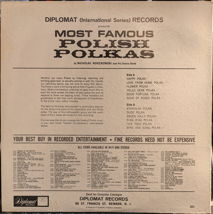 Nicholas Novickowski - Most Famous Polish Polkas By Nicholas Novickowski And His Dance Band | Very Good Plus (VG+) Very Good Plus (VG+) - WORLD / USED *VERY GOOD+*