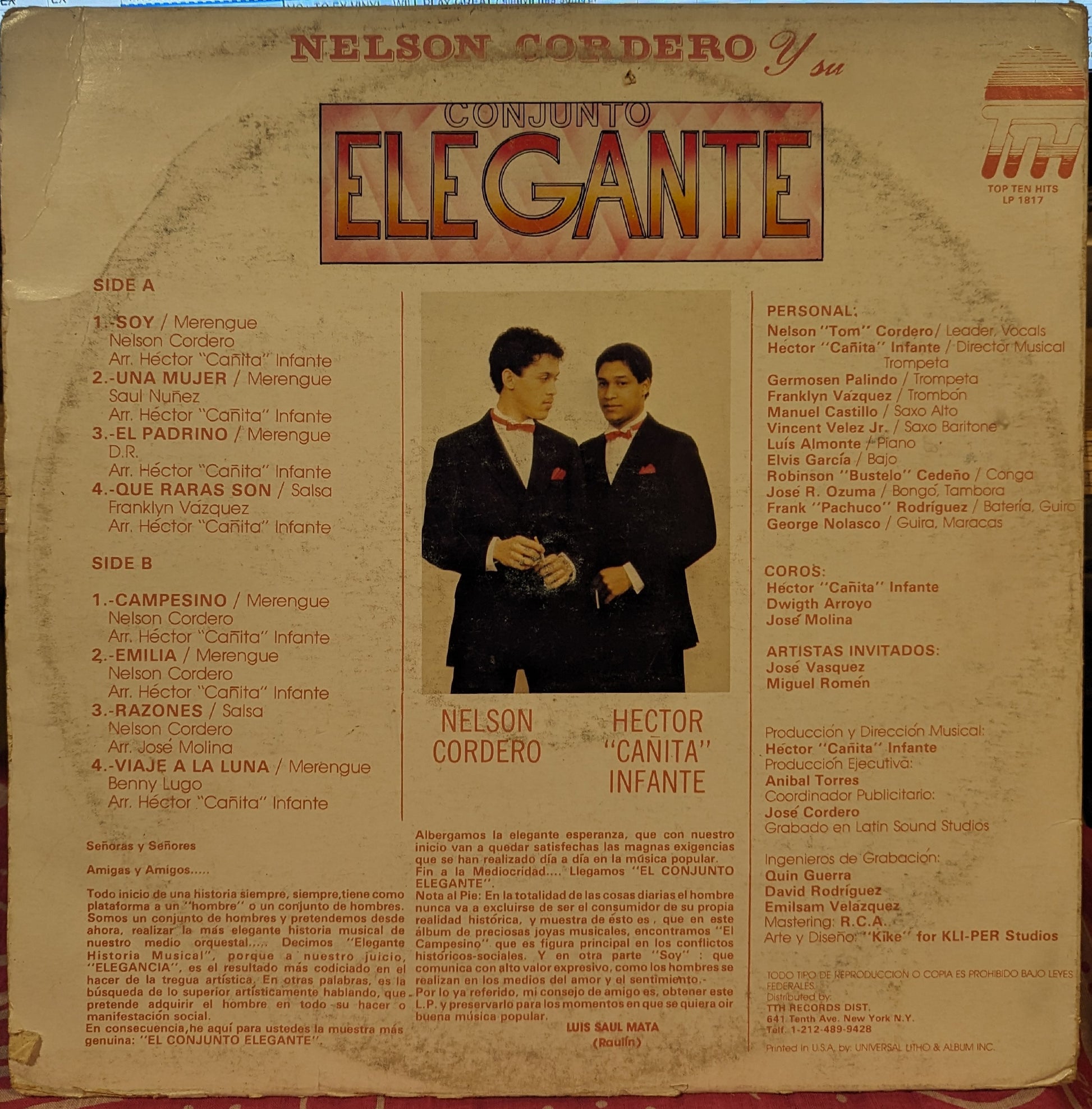 Nelson Cordero Y Su Conjunto Elegante - Soy | Very Good Plus (VG+) Very Good (VG) - WORLD / USED *VERY GOOD+*