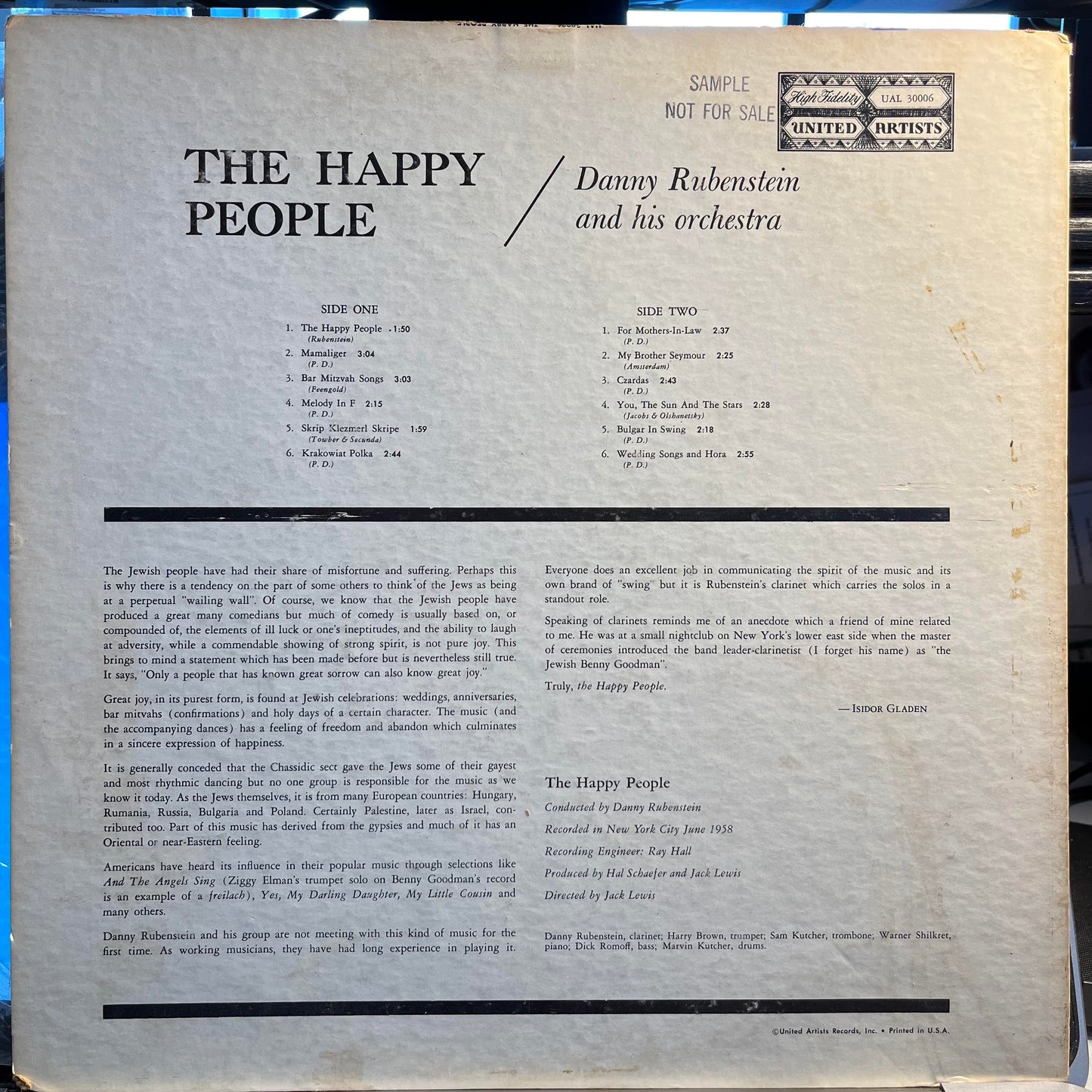Danny Rubinstein And His Orchestra - The Happy People *PROMO* | Very Good (VG) Very Good (VG) - WORLD / USED *VERY GOOD*