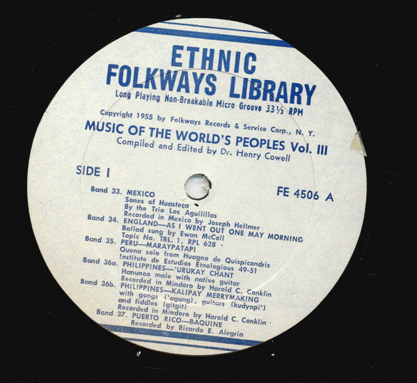Various - Music Of The World's Peoples, Volume Three *RECORD 2 ONLY* | Very Good (VG) Generic - WORLD / USED *VERY GOOD*