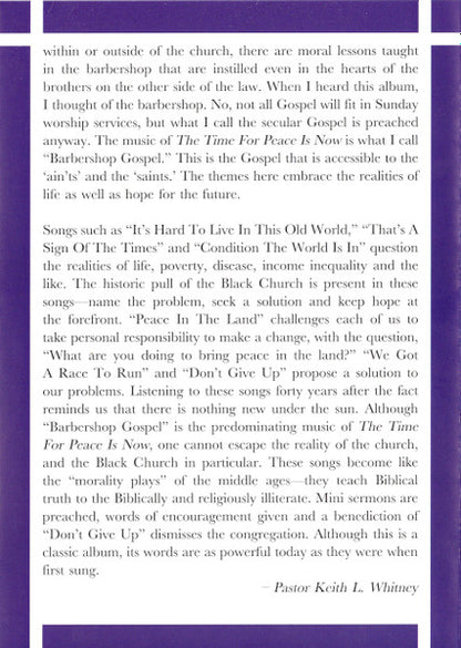 The Time For Peace Is Now (Gospel Music About Us) (CD) | Mint (M) Mint (M) - WORLD