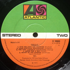 Yes Fragile Atlantic, Atlantic LP, Album, RP Very Good Plus (VG+) Near Mint (NM or M-)