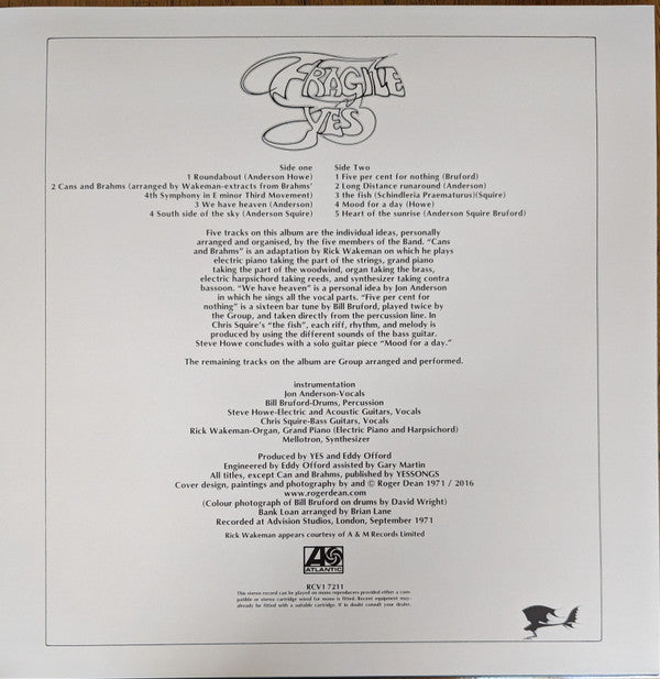 Fragile (CLEAR VINYL) | Mint (M) Mint (M) - ROCK *SEALED/CLEAR*
