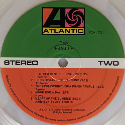 Fragile (CLEAR VINYL - REISSUE* | Mint (M) Mint (M) - ROCK *SEALED/CLEAR*